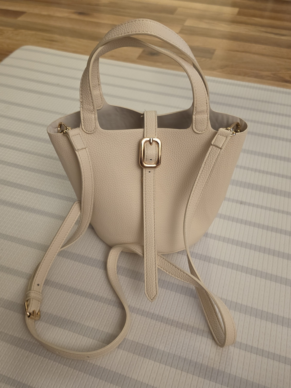 Mini Pebbled Faux-Leather Bucket Bag